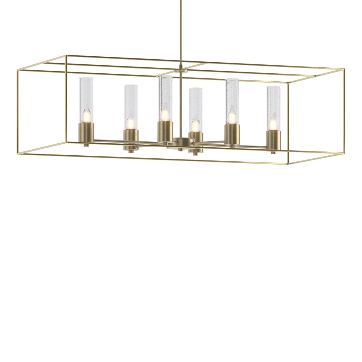Hubbardton Forge 2018 Soft Gold Modern Brass Seeded Clear Glass (II) Multi Portico Pendant