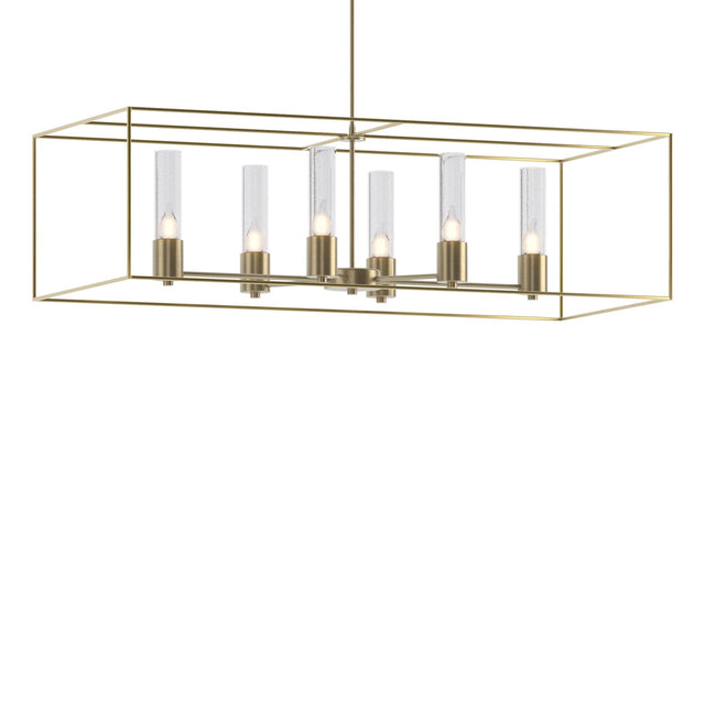 Hubbardton Forge 2018 Soft Gold Modern Brass Seeded Clear Glass (II) Multi Portico Pendant