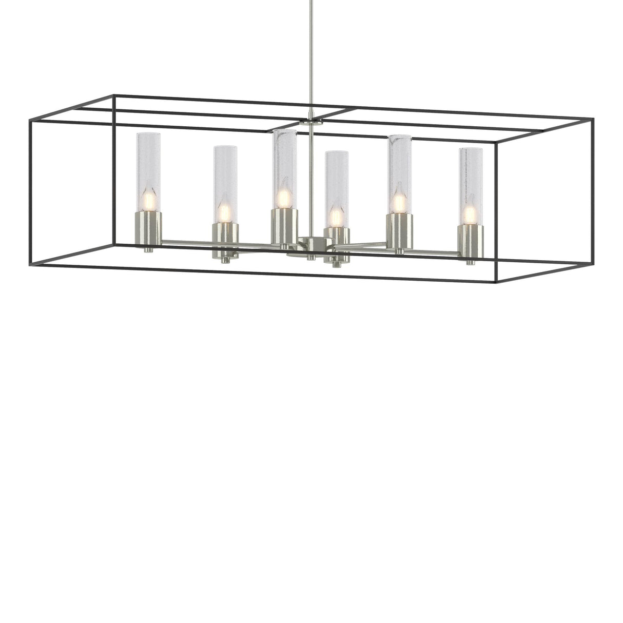 Hubbardton Forge 2018 Sterling Black Seeded Clear Glass (II) Multi Portico Pendant