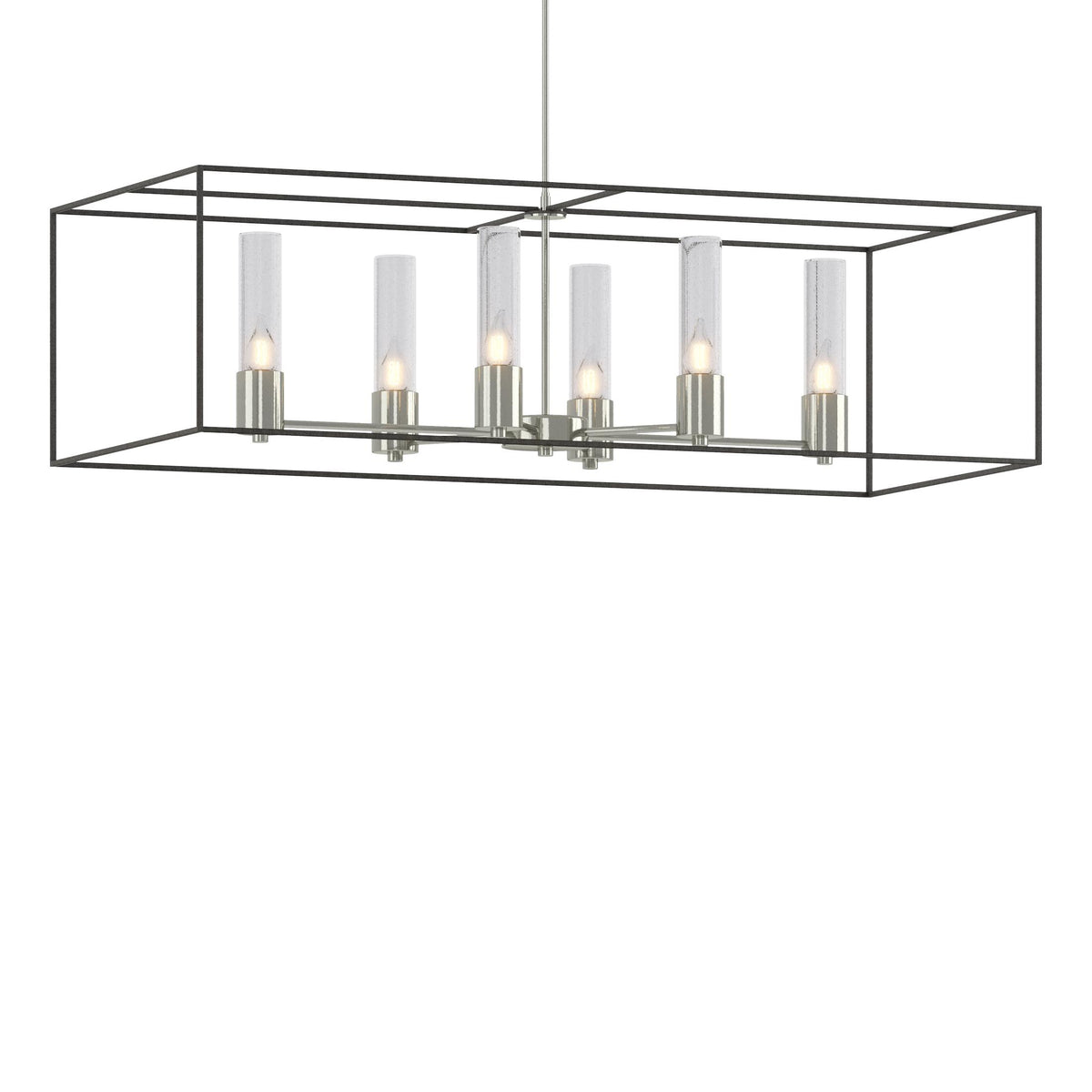 Hubbardton Forge 2018 Sterling Natural Iron Seeded Clear Glass (II) Multi Portico Pendant