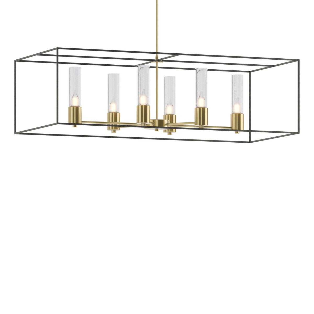 Hubbardton Forge 2018 Modern Brass Natural Iron Seeded Clear Glass (II) Multi Portico Pendant