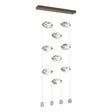 Hubbardton Forge 2023 Bronze Crystal Standard Gatsby 9-Light LED Pendant