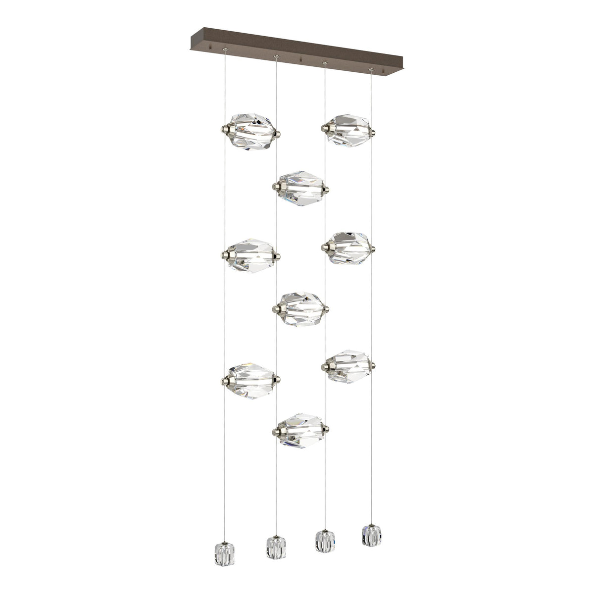 Hubbardton Forge 2023 Bronze Crystal Standard Gatsby 9-Light LED Pendant