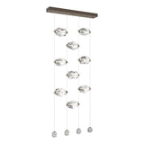 Hubbardton Forge 2023 Bronze Crystal Standard Gatsby 9-Light LED Pendant