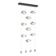 Hubbardton Forge 2023 Black Crystal Standard Gatsby 9-Light LED Pendant