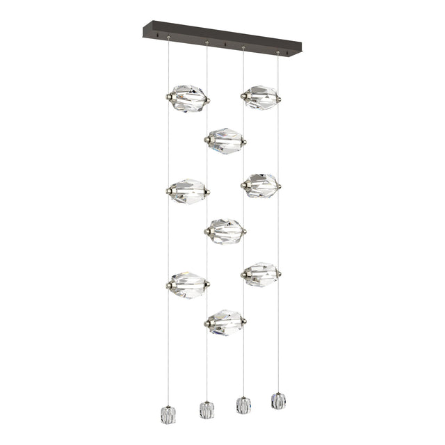 Hubbardton Forge 2023 Oil Rubbed Bronze Crystal Standard Gatsby 9-Light LED Pendant