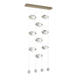 Hubbardton Forge 2023 Soft Gold Crystal Standard Gatsby 9-Light LED Pendant