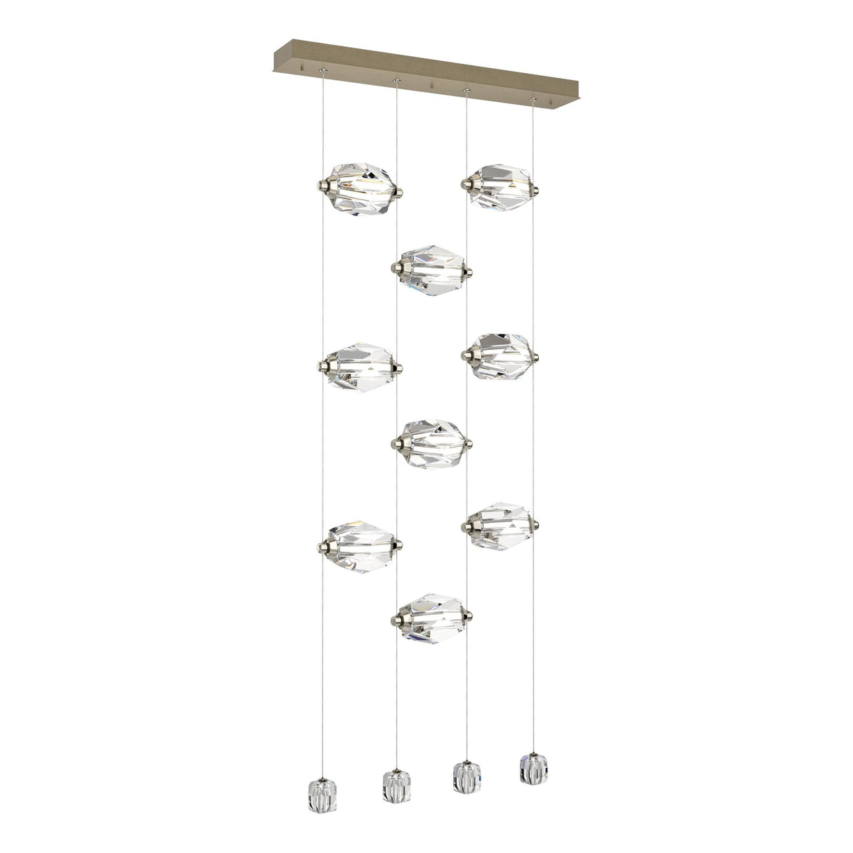 Hubbardton Forge 2023 Soft Gold Crystal Standard Gatsby 9-Light LED Pendant