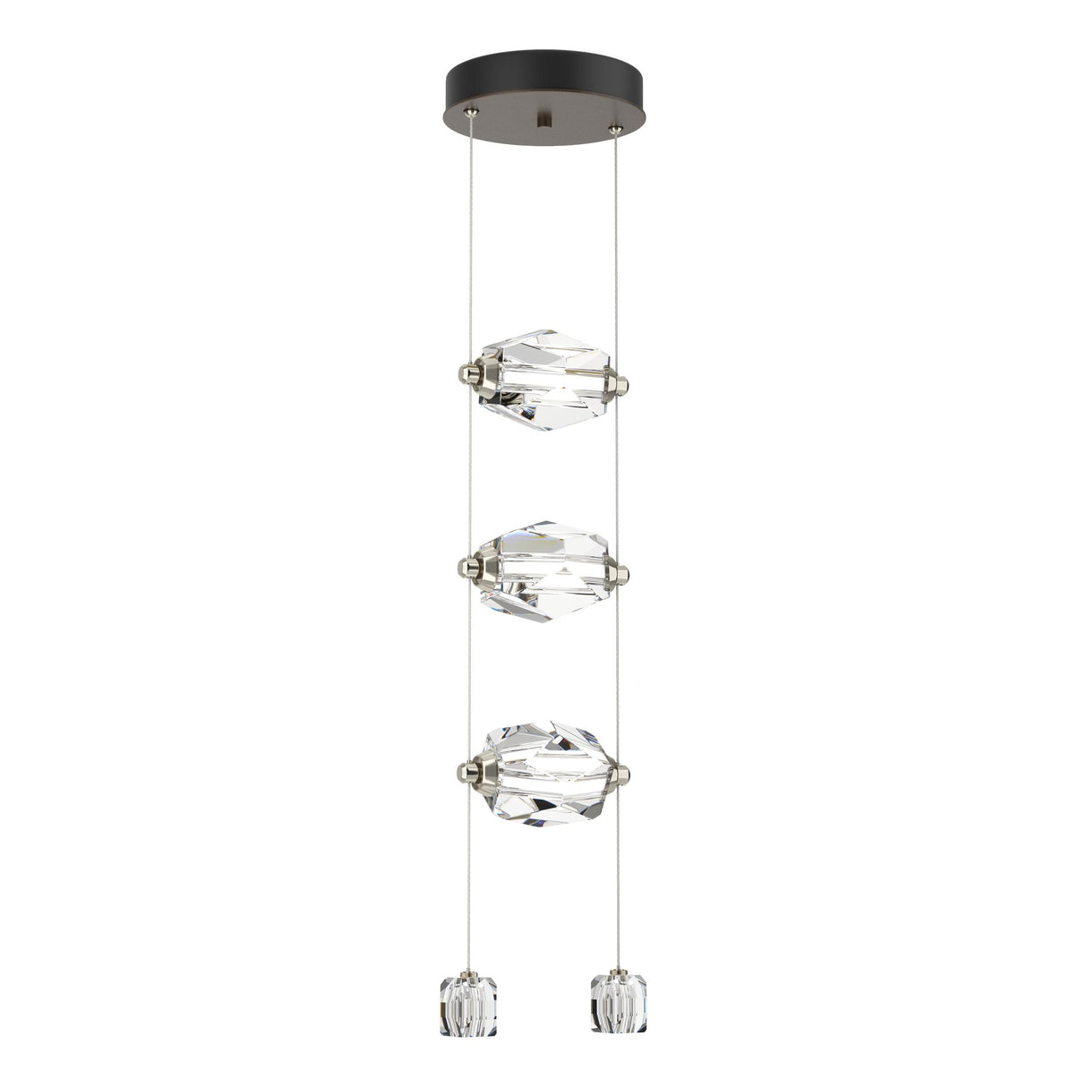 Hubbardton Forge 2023 Bronze Crystal Standard Gatsby 3-Light LED Pendant