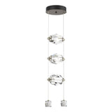 Hubbardton Forge 2023 Bronze Crystal Standard Gatsby 3-Light LED Pendant