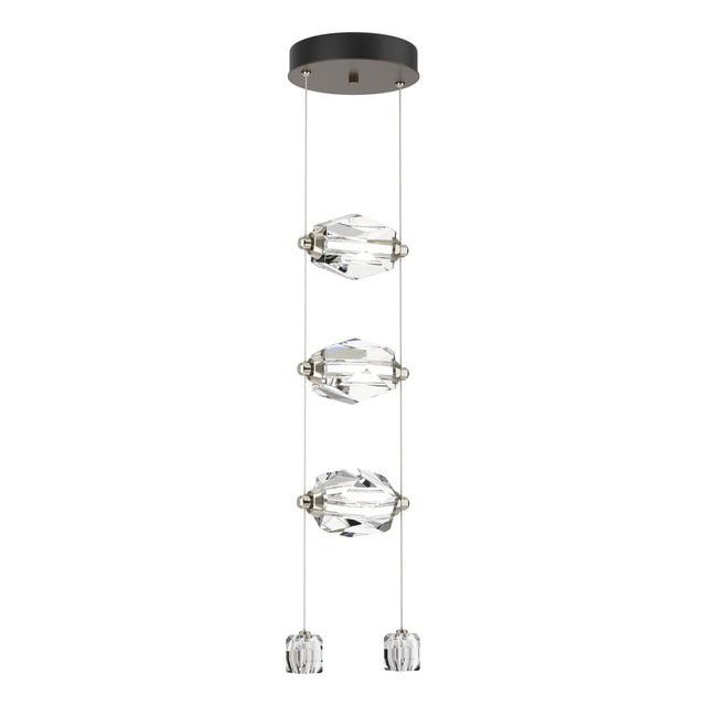 Hubbardton Forge 2023 Bronze Crystal Standard Gatsby 3-Light LED Pendant