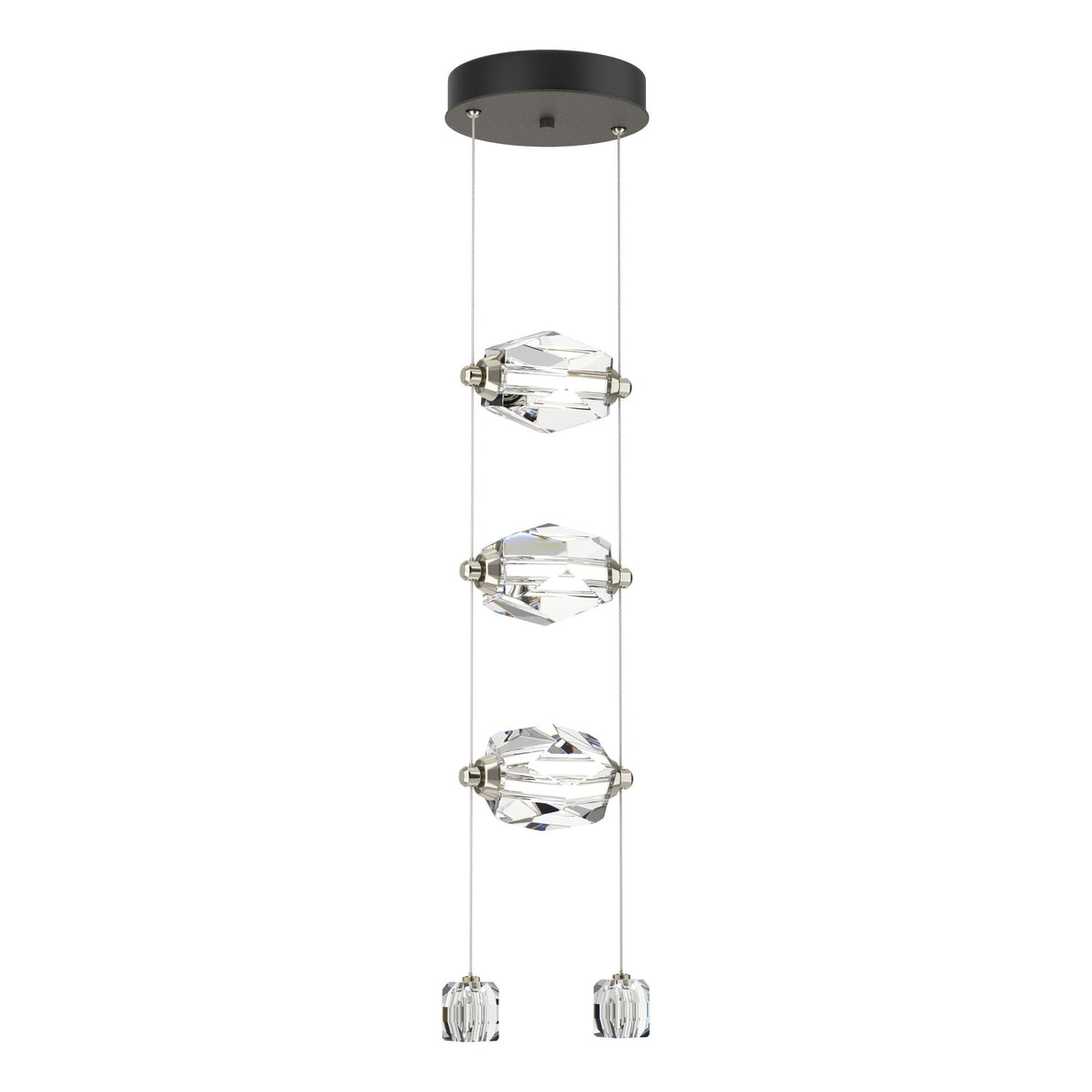 Hubbardton Forge 2023 Natural Iron Crystal Standard Gatsby 3-Light LED Pendant