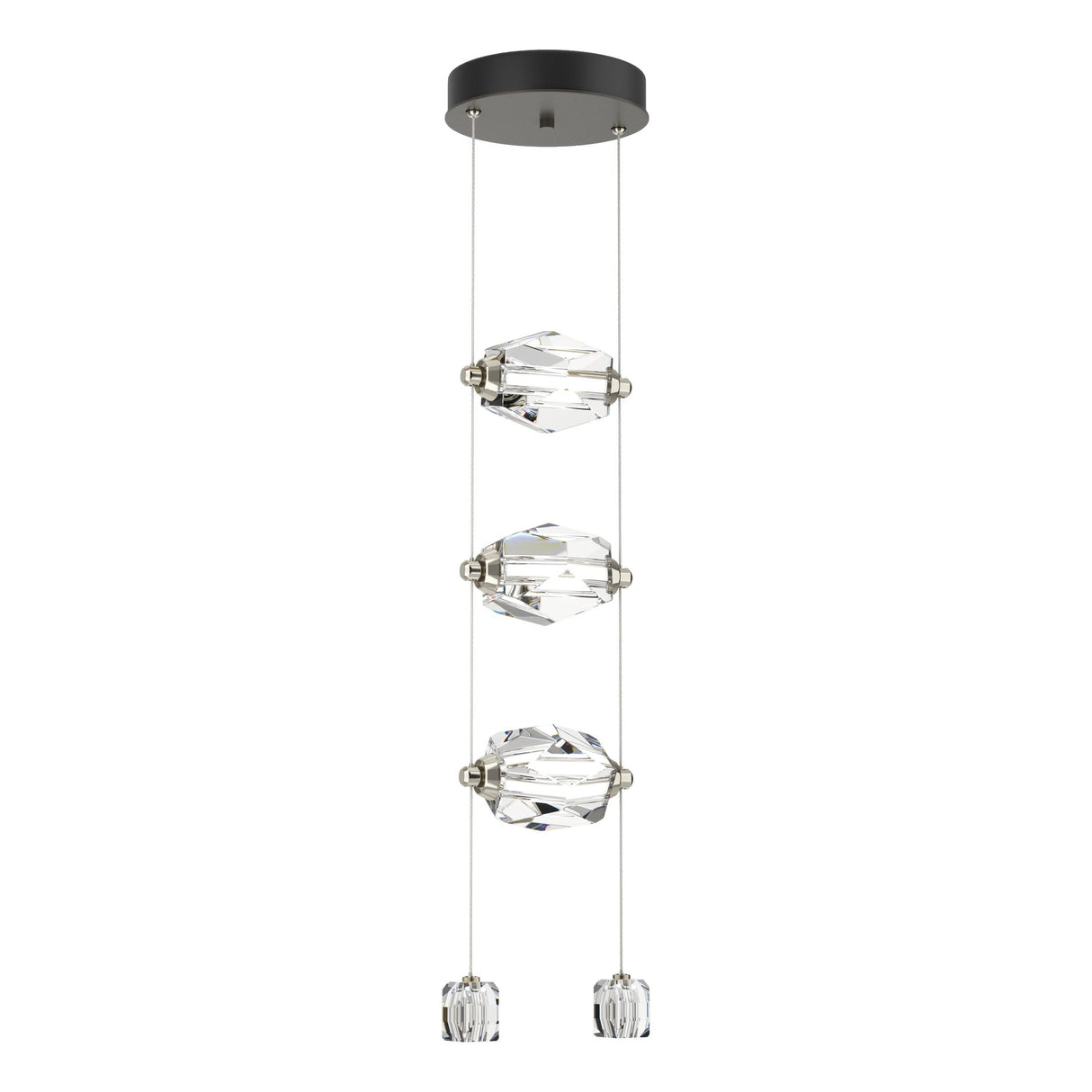 Hubbardton Forge 2023 Dark Smoke Crystal Standard Gatsby 3-Light LED Pendant