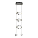 Hubbardton Forge 2023 Dark Smoke Crystal Standard Gatsby 3-Light LED Pendant