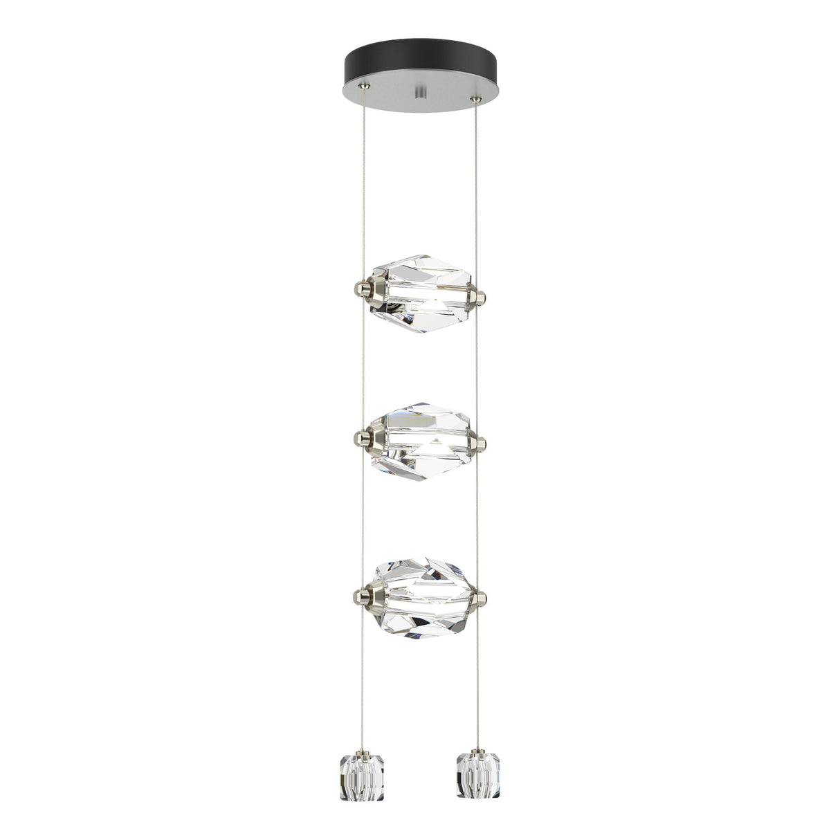 Hubbardton Forge 2023 Vintage Platinum Crystal Standard Gatsby 3-Light LED Pendant