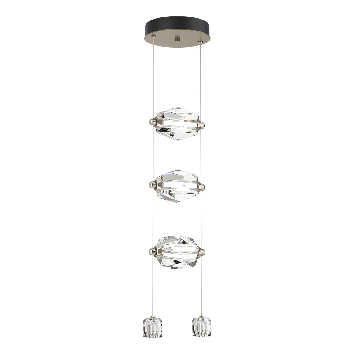 Hubbardton Forge 2023 Soft Gold Crystal Standard Gatsby 3-Light LED Pendant