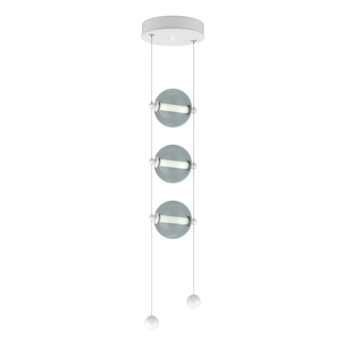Hubbardton Forge 2023 White Cool Grey Glass (YL) Standard Abacus 3-Light LED Pendant