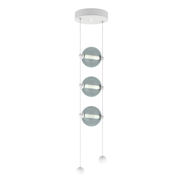 Hubbardton Forge 2023 White Cool Grey Glass (YL) Standard Abacus 3-Light LED Pendant
