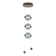 Hubbardton Forge 2023 Bronze Cool Grey Glass (YL) Standard Abacus 3-Light LED Pendant