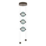 Hubbardton Forge 2023 Bronze Cool Grey Glass (YL) Standard Abacus 3-Light LED Pendant