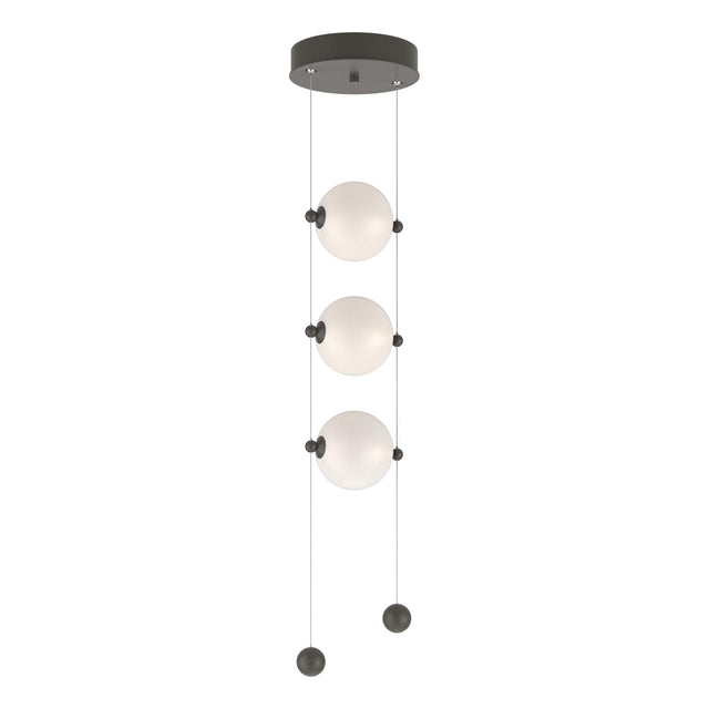 Hubbardton Forge 2023 Dark Smoke Opal Glass (GG) Standard Abacus 3-Light LED Pendant