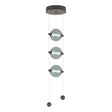 Hubbardton Forge 2023 Dark Smoke Cool Grey Glass (YL) Standard Abacus 3-Light LED Pendant