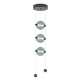 Hubbardton Forge 2023 Dark Smoke Cool Grey Glass (YL) Standard Abacus 3-Light LED Pendant