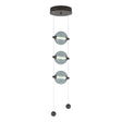 Hubbardton Forge 2023 Oil Rubbed Bronze Cool Grey Glass (YL) Standard Abacus 3-Light LED Pendant