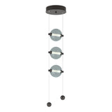 Hubbardton Forge 2023 Oil Rubbed Bronze Cool Grey Glass (YL) Standard Abacus 3-Light LED Pendant