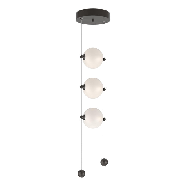 Hubbardton Forge 2023 Oil Rubbed Bronze Opal Glass (GG) Standard Abacus 3-Light LED Pendant