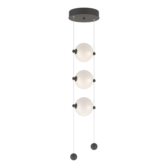 Hubbardton Forge 2023 Natural Iron Opal Glass (GG) Standard Abacus 3-Light LED Pendant