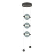 Hubbardton Forge 2023 Natural Iron Cool Grey Glass (YL) Standard Abacus 3-Light LED Pendant