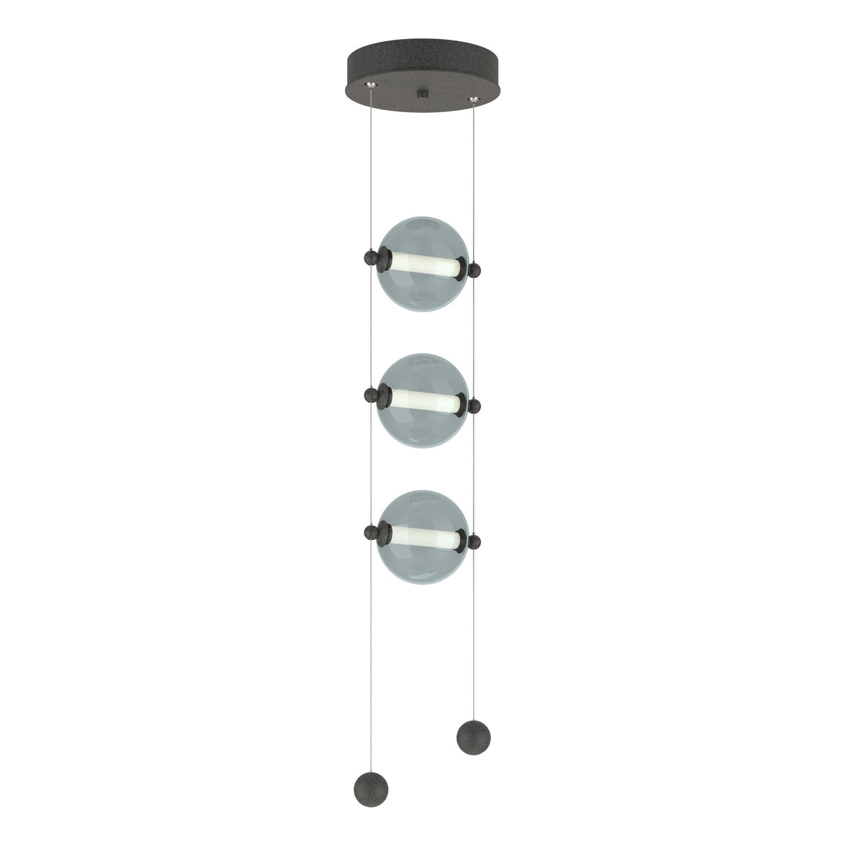 Hubbardton Forge 2023 Natural Iron Cool Grey Glass (YL) Standard Abacus 3-Light LED Pendant