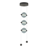 Hubbardton Forge 2023 Natural Iron Cool Grey Glass (YL) Standard Abacus 3-Light LED Pendant