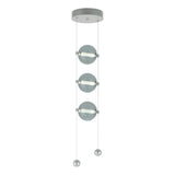 Hubbardton Forge 2023 Vintage Platinum Cool Grey Glass (YL) Standard Abacus 3-Light LED Pendant