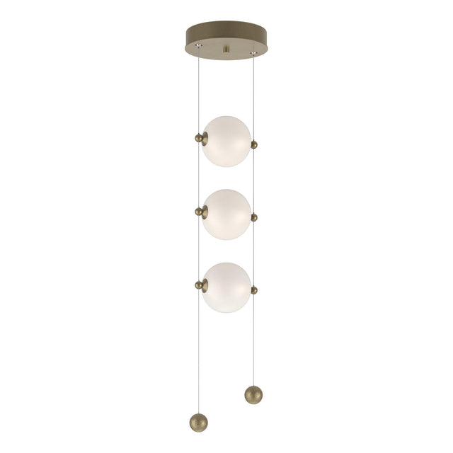 Hubbardton Forge 2023 Soft Gold Opal Glass (GG) Standard Abacus 3-Light LED Pendant