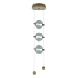 Hubbardton Forge 2023 Soft Gold Cool Grey Glass (YL) Standard Abacus 3-Light LED Pendant