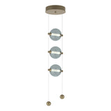 Hubbardton Forge 2023 Soft Gold Cool Grey Glass (YL) Standard Abacus 3-Light LED Pendant