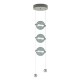 Hubbardton Forge 2023 Sterling Cool Grey Glass (YL) Standard Abacus 3-Light LED Pendant