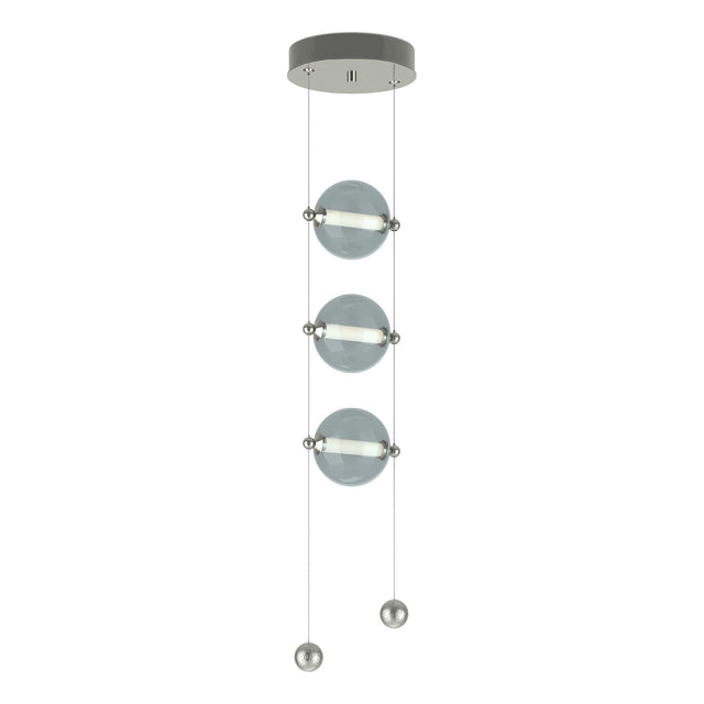 Hubbardton Forge 2023 Sterling Cool Grey Glass (YL) Standard Abacus 3-Light LED Pendant