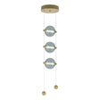 Hubbardton Forge 2023 Modern Brass Cool Grey Glass (YL) Standard Abacus 3-Light LED Pendant