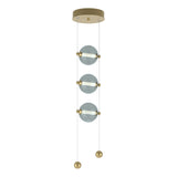 Hubbardton Forge 2023 Modern Brass Cool Grey Glass (YL) Standard Abacus 3-Light LED Pendant