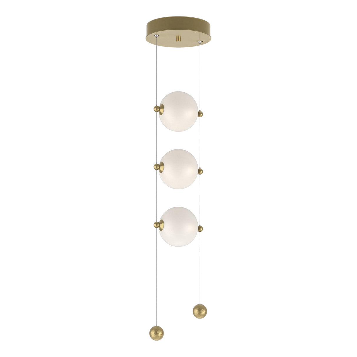 Hubbardton Forge 2023 Modern Brass Opal Glass (GG) Standard Abacus 3-Light LED Pendant