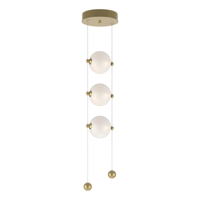 Hubbardton Forge 2023 Modern Brass Opal Glass (GG) Standard Abacus 3-Light LED Pendant