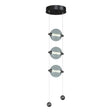 Hubbardton Forge 2023 Ink Cool Grey Glass (YL) Standard Abacus 3-Light LED Pendant