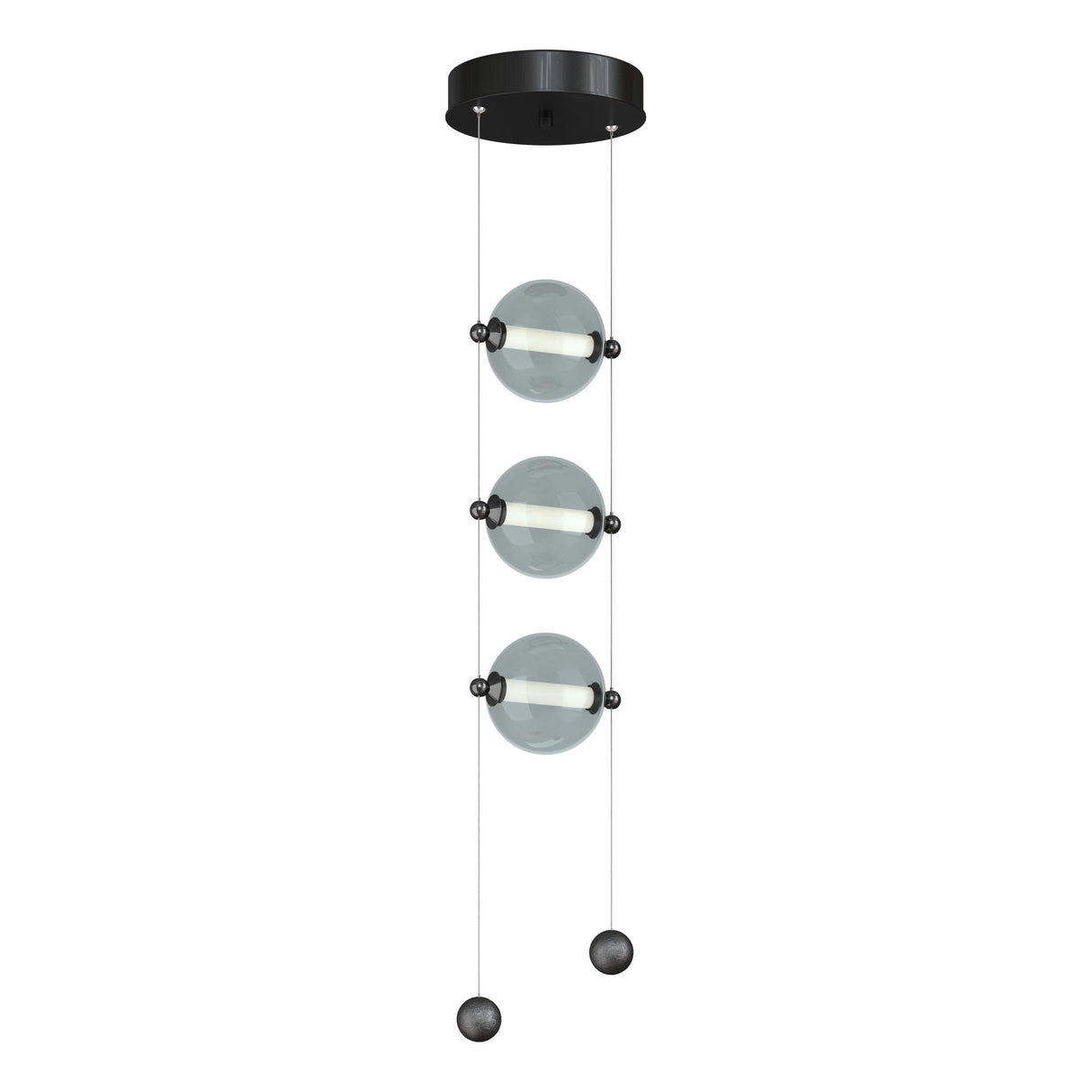Hubbardton Forge 2023 Ink Cool Grey Glass (YL) Standard Abacus 3-Light LED Pendant