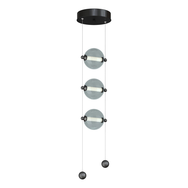 Hubbardton Forge 2023 Ink Cool Grey Glass (YL) Standard Abacus 3-Light LED Pendant