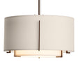 Hubbardton Forge 2008 Bronze Natural Anna Inner Shade & Flax Outer Shade Multi Exos Small Double Shade Pendant