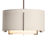 Hubbardton Forge 2008 Bronze Natural Anna Inner Shade & Flax Outer Shade Multi Exos Small Double Shade Pendant