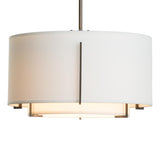 Hubbardton Forge 2008 Dark Smoke Natural Anna Inner Shade & Natural Anna Outer Shade Multi Exos Small Double Shade Pendant